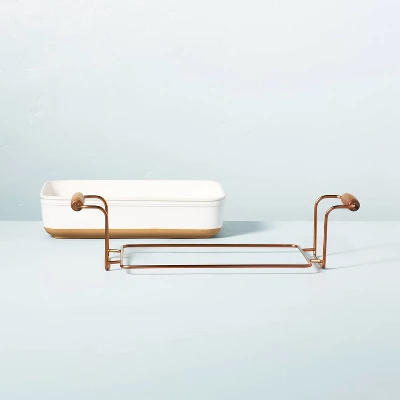 4.25qt Oven-to-Table Stoneware Baking Dish With Cradle Carrier Cream/Clay - Hearth & Hand™ With Magnolia 4 4.25qt Oven-to-Table Stoneware Baking Dish With Cradle Carrier Cream/Clay - Hearth & Hand™ With Magnolia - Image 2