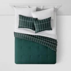 Grid Print Microfiber Reversible Comforter & Sheet Set Dark Green - Room Essentials™ -Home Decoration Sale Shop GUEST 4daf5f1a f5e2 4ffd 9c0a 0163fb5f2872