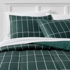 Grid Print Microfiber Reversible Comforter & Sheet Set Dark Green - Room Essentials™ -Home Decoration Sale Shop GUEST 52658d90 442c 4f77 95f8 b9cc7e5b7e67