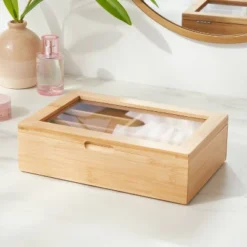 9" X 6" Bamboo Accessory Box With Acrylic Lid - Brightroom™