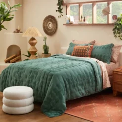 New Products 7 Vintage Chenille Sunset & Vine Quilt Sham Light Teal - Opalhouse™ Designed With Jungalow™