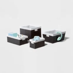 16" X 9" X 6" Lined Woven Media Bin Black - Brightroom™ -Home Decoration Sale Shop GUEST ac4ff65f f7b2 48fa aa42 7459f63d7c52