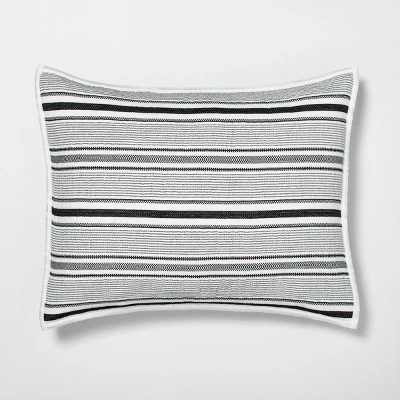 Textured Stripe Pillow Sham Dark Gray/Cream - Hearth & Hand With Magnolia 6 Textured Stripe Pillow Sham Dark Gray/Cream - Hearth & Hand With Magnolia - Image 4