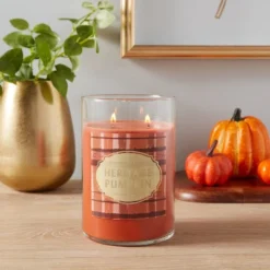 New Products 11 21.5oz Lidded Glass Jar 2-Wick Heritage Pumpkin Candle - Opalhouseā¢